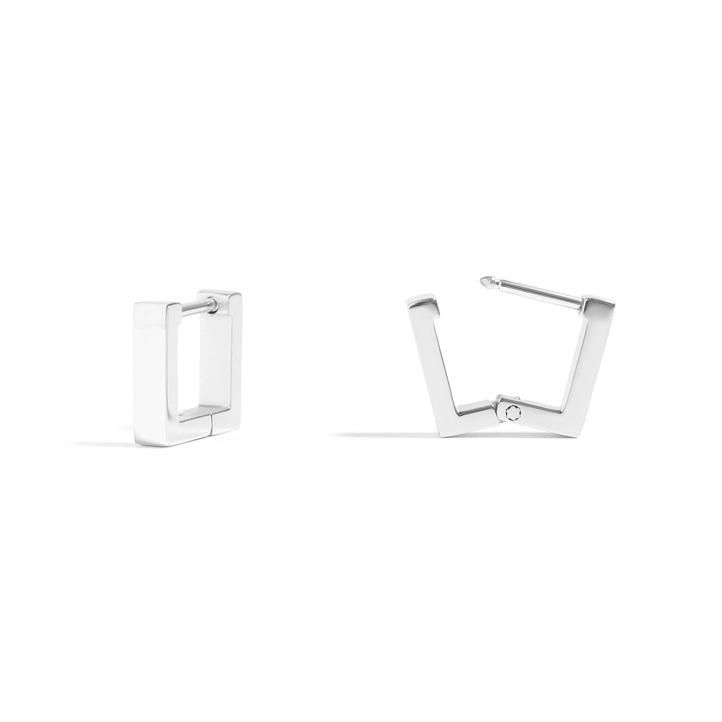 Four Corner Huggie Earrings 18K Gold