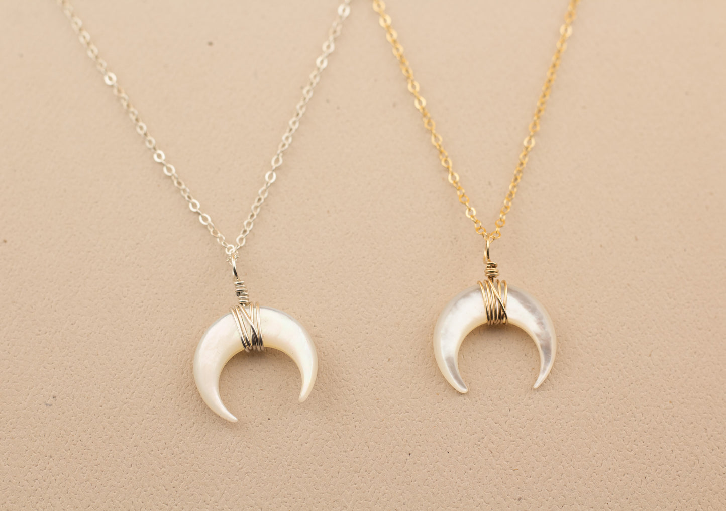 White Crescent Moon Necklace