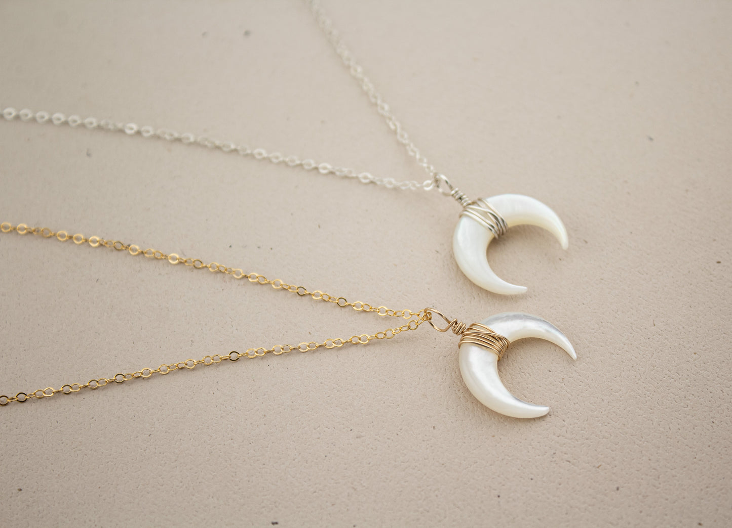 White Crescent Moon Necklace