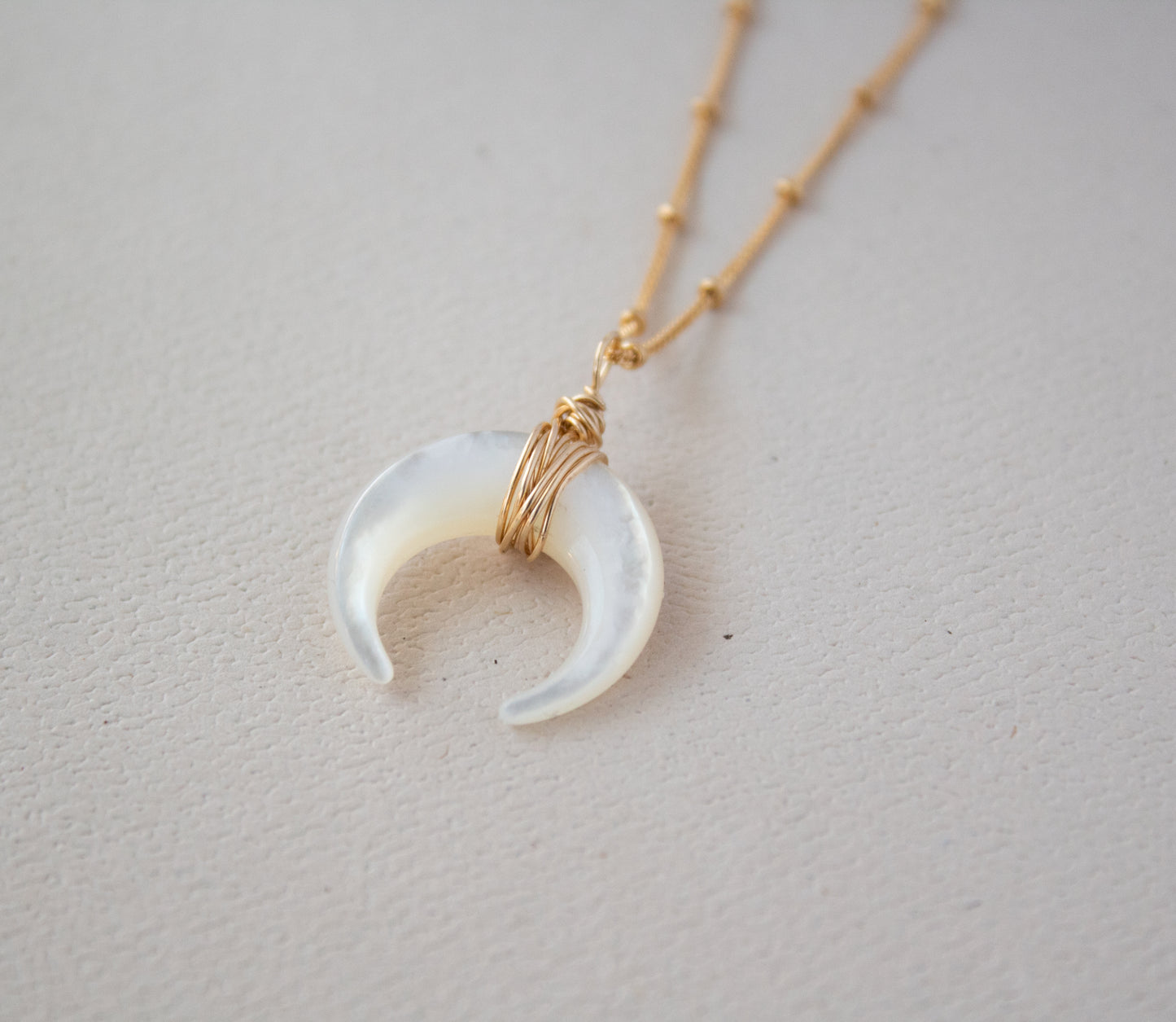 White Crescent Moon Necklace