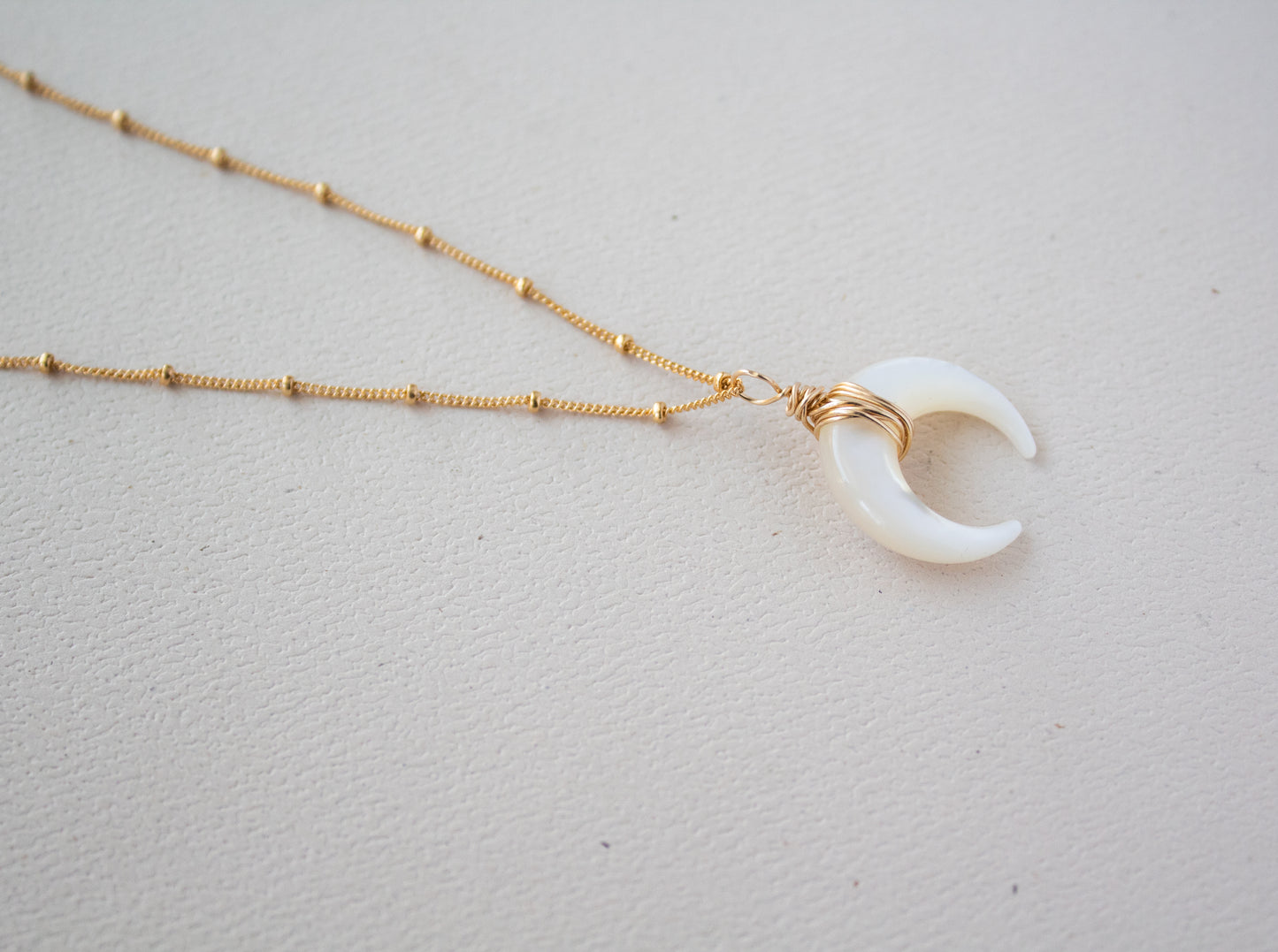 White Crescent Moon Necklace