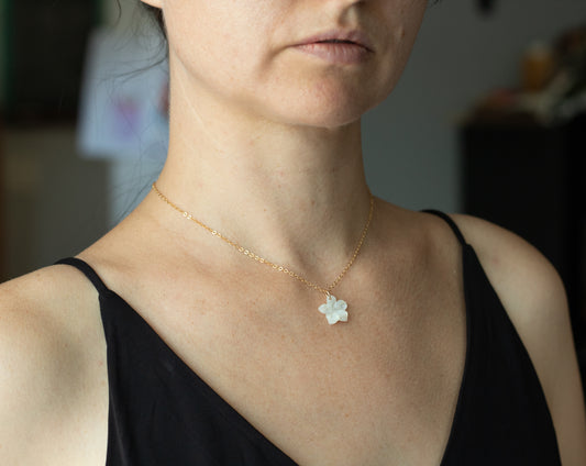 White Plumeria Necklace