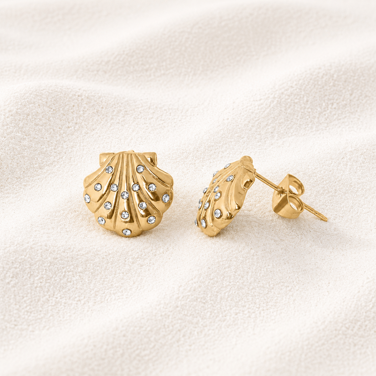 Mermaid Stud Earrings -18K Gold