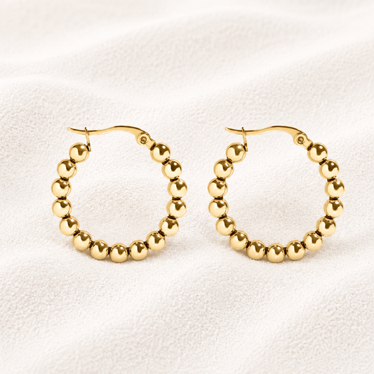 Orbs Hoop Earrings - 18K Gold