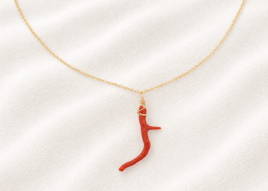 Natural Coral Branch Necklace - Red