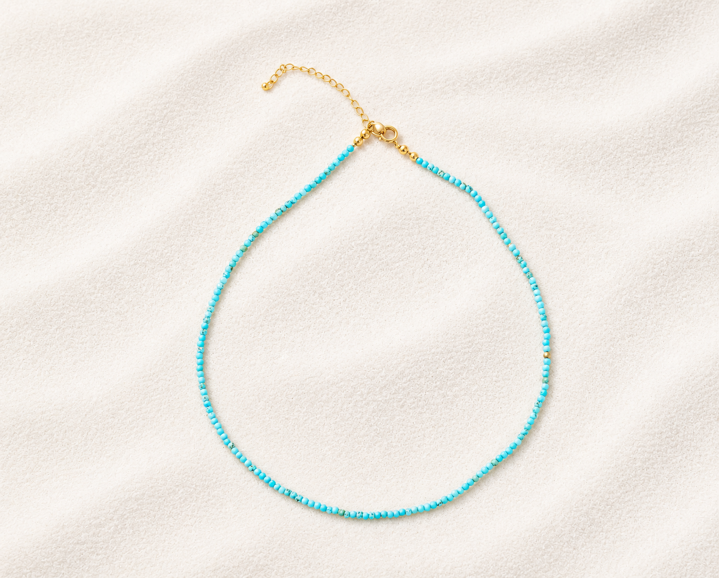 Turquoise Beaded Choker Necklace for Women, December Birthstone Dainty Gemstone Jewelry