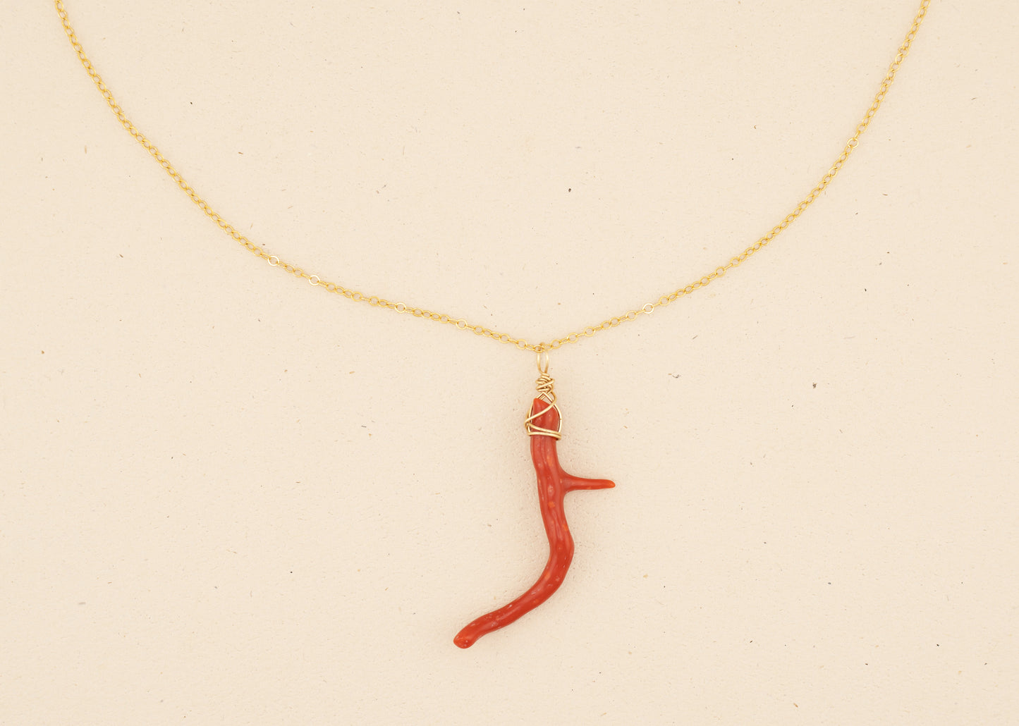 Natural Coral Branch Necklace - Red