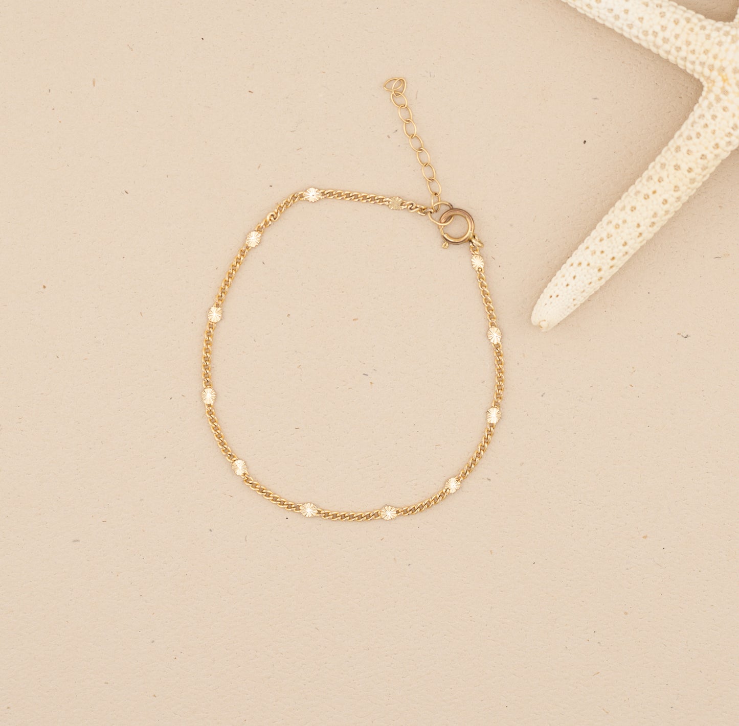 Dainty 14k Gold Filled Chain Bracelet | Minimalist Layering Jewelry/ Starburst Satellite Chain