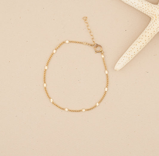 Dainty 14k Gold Filled Chain Bracelet | Minimalist Layering Jewelry/ Starburst Satellite Chain