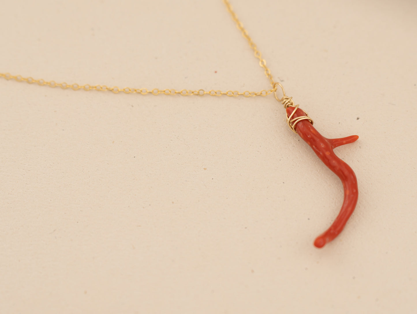 Natural Coral Branch Necklace - Red