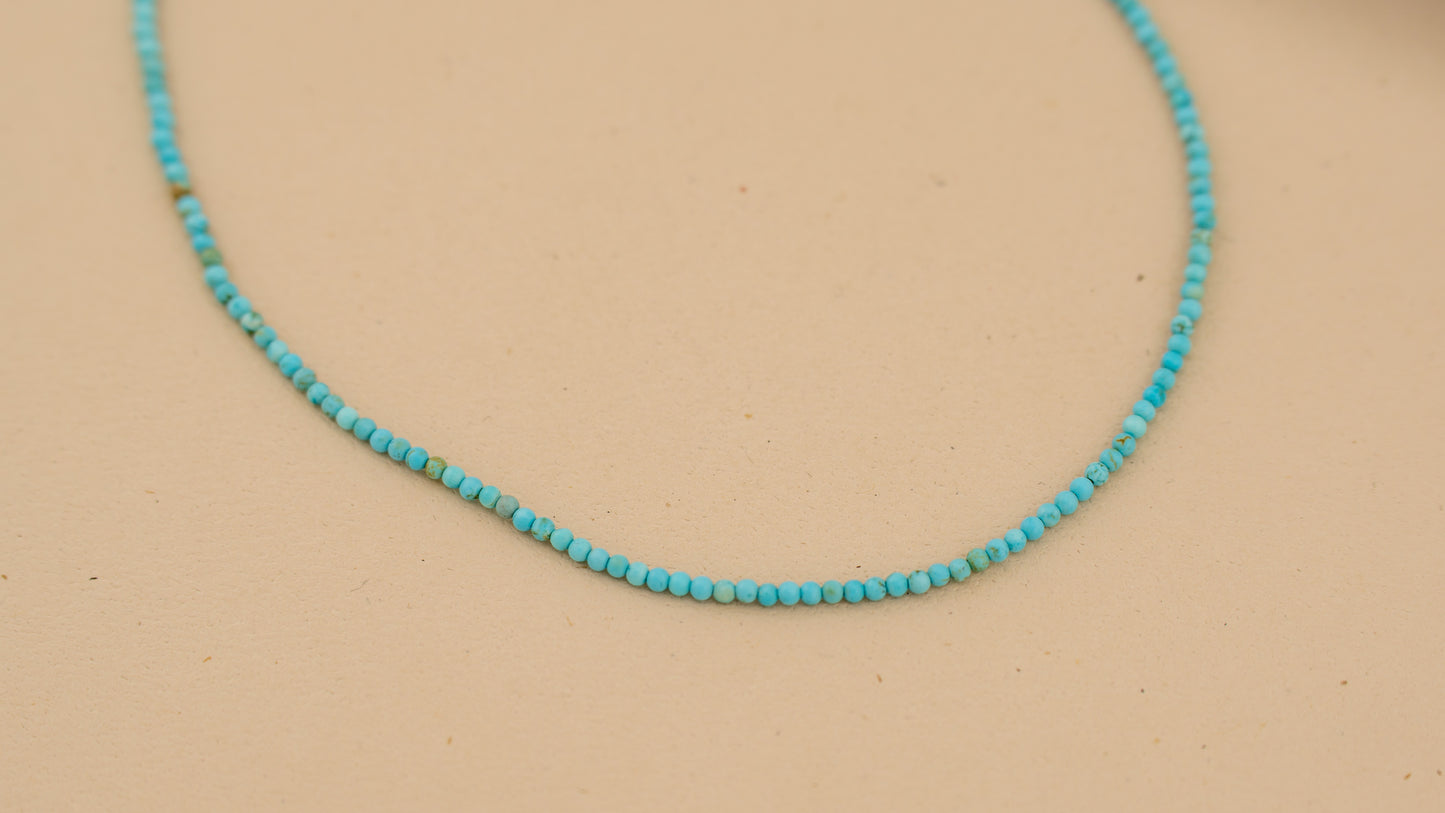 Turquoise Beaded Choker Necklace for Women, December Birthstone Dainty Gemstone Jewelry
