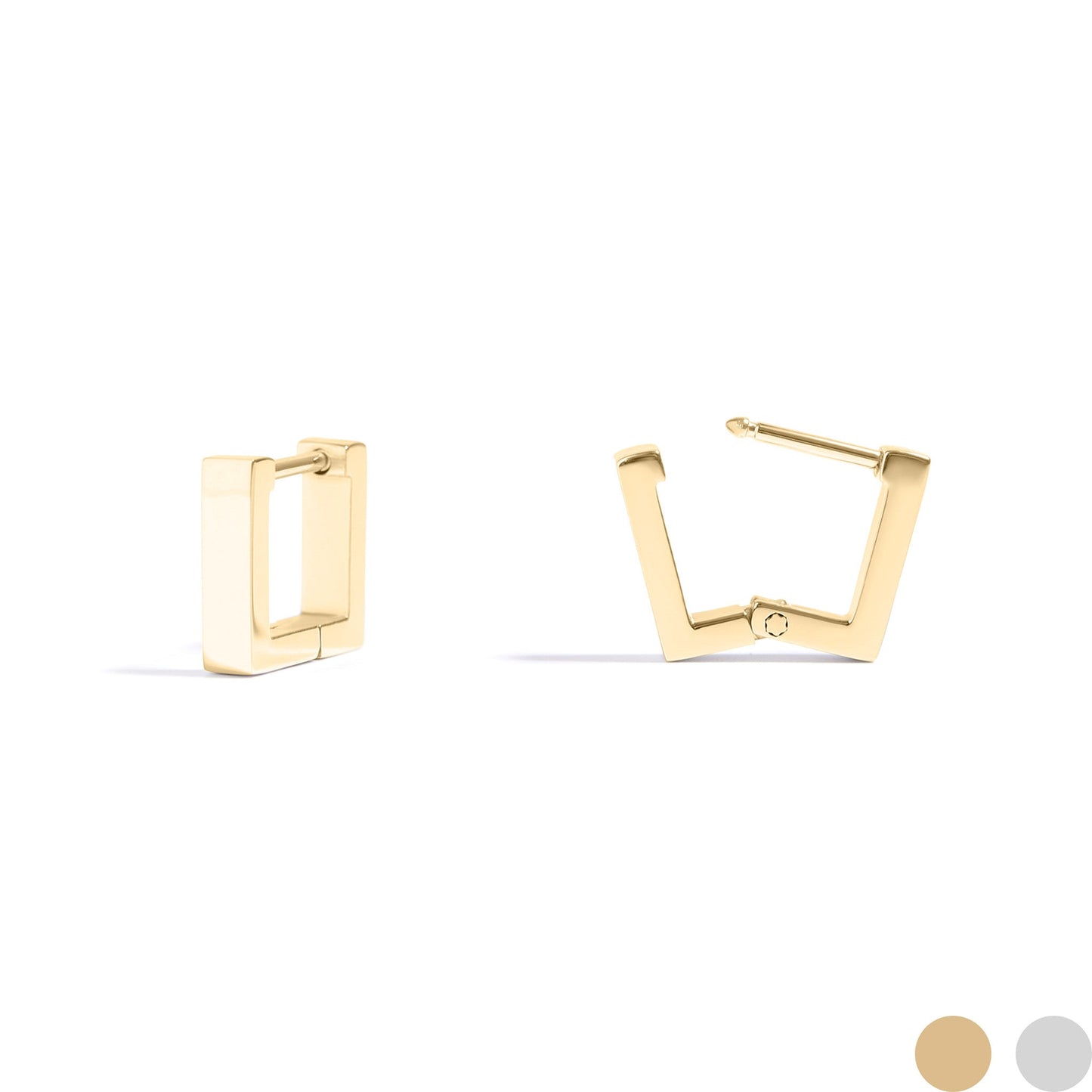 Four Corner Huggie Earrings 18K Gold