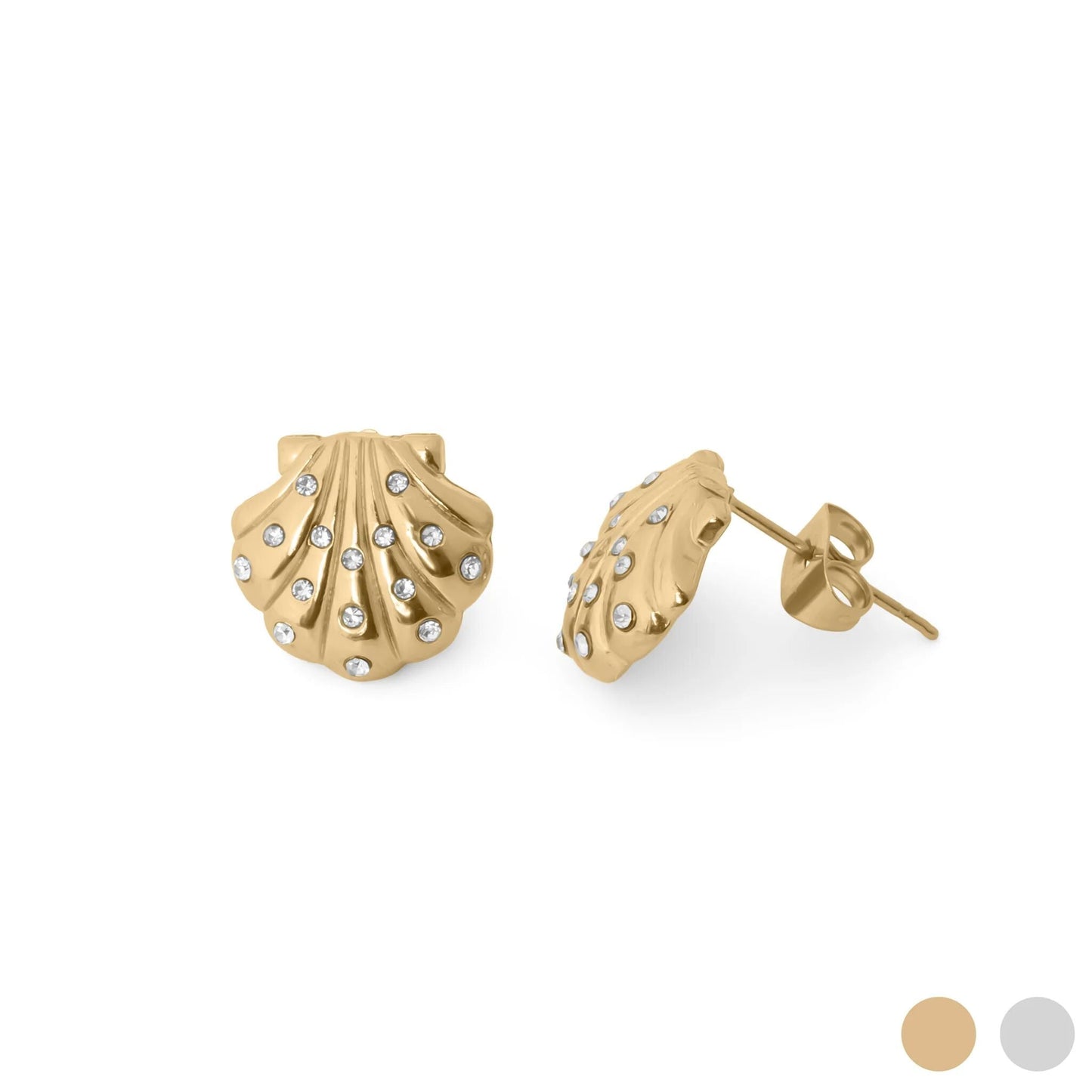 Mermaid Stud Earrings -18K Gold