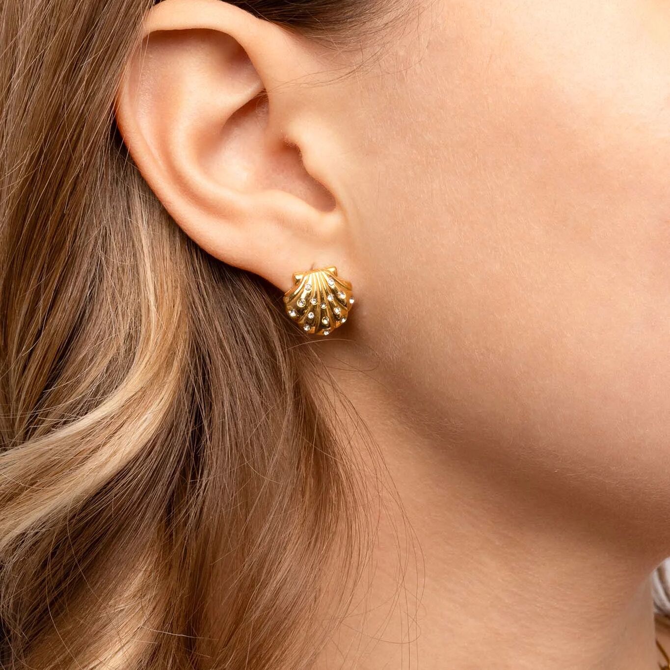 Mermaid Stud Earrings -18K Gold