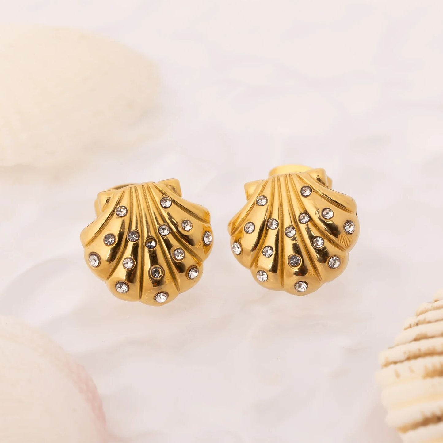 Mermaid Stud Earrings -18K Gold