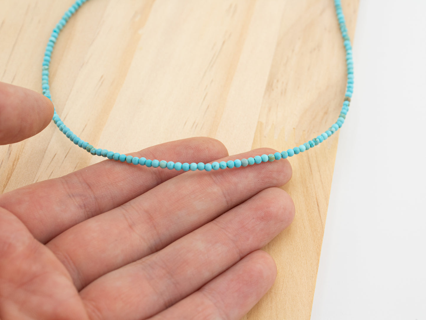 Turquoise Beaded Choker Necklace for Women, December Birthstone Dainty Gemstone Jewelry